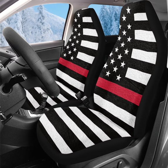 Uorisanigo Car Seat Covers Front Seats Only, 2 Pcs, Easy to Install Car Seats Cover Set and Accessories for Auto Trucks Van SUV - American Honoring Firefighter Flag