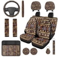 thumbnail image 1 of Uorisanigo Car Seat Covers Full Set 14 Pack Southwest Aztec Brown Steering Wheel Cover Center Console Cover Head Rest Protector Auto Seat Belt Pad Covers Coasters Universal Fit for Auto Truck Van SUV, 1 of 6