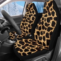 Uorisanigo Car Seat Covers Premium 2-Pack Front Set, Blanket Cloth Leopard Print Seat Covers, All Weather Car Seats Cover Comfort & Protection for Truck,SUV,Sedan,Van
