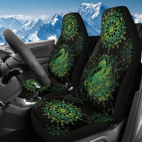 Uorisanigo Car Seat Covers Set of 2 Premium High Back Seat Cover Soft and Comfortable Mandala Peacock Auto Seats Covers Universal for SUVs Trucks Van Sedans