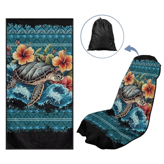 Uorisanigo Car Seat Towel Cover Fashion Auto Interior Soft Athletic Running Towel Seat Soft Hibiscus Turtle Aztec Vehicle Seat Protector Universal Size Fit for Most Cars SUVs Trucks Vans
