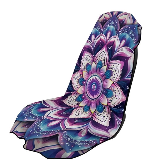 Uorisanigo Car Seat Towel Cover Front Car Seat Covers Universal Purple Mandala Floral Front Seat Cover Easy to Install Post Workout Sweat Washable Cover Fit Most Car, Truck, Suv, or Van