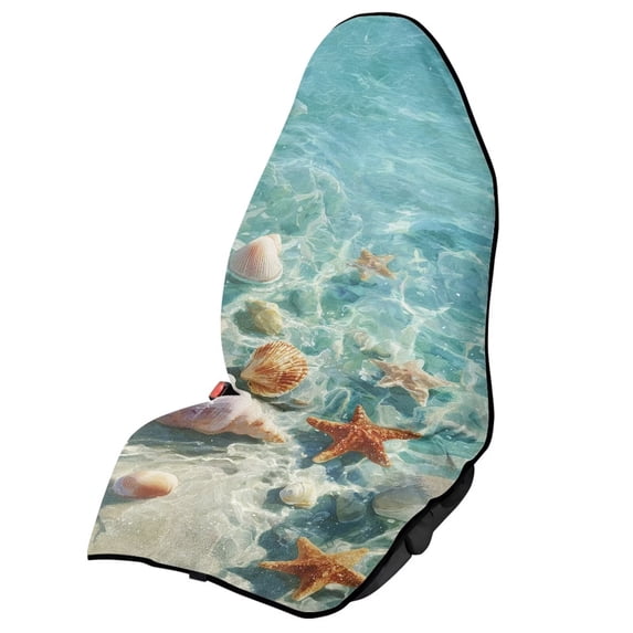 Uorisanigo Car Seat Towel Cover for Front Seats, Waterproof Soft Beach Shells Starfish Auto Seat Covers Anti-Slip Universal Fit for Cars SUVs Trucks, Auto Accessories Protectors Decor