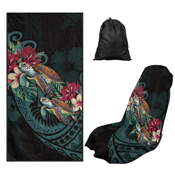 Uorisanigo Car Seat Towel Cover Protector Universal Turtle Polynesian Tattoo Front Car Seat Covers Washable Post Workout Sweat Washable Cover Universal for Auto Truck Van SUV
