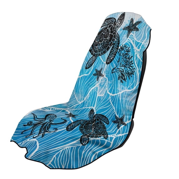 Uorisanigo Car Seat Towel Cover Starfish Sea Turtle Front Car Seat Covers Sweat-Absorbent Post Workout Sweat Washable Cover Universal Size Fit for Most Cars SUVs Trucks Vans