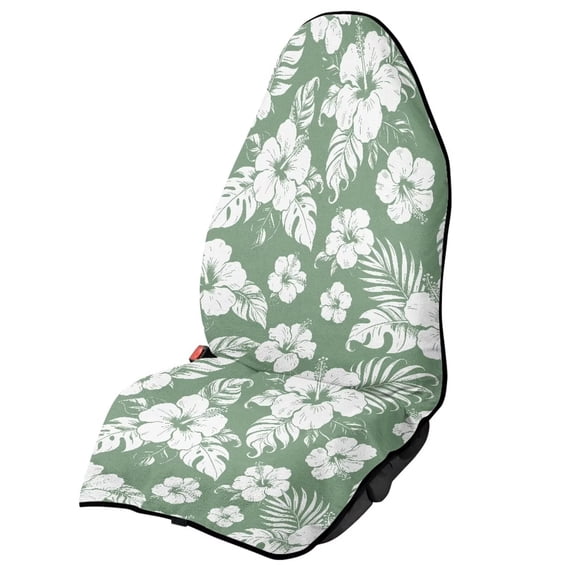 Uorisanigo Car Seat Towel Cover Waterproof Non-Slip Green Hibiscus Flowers Automotive Vehicles Seat Cover Protectors Fit Most Car, Truck, Suv, or Van for Post Gym Workout