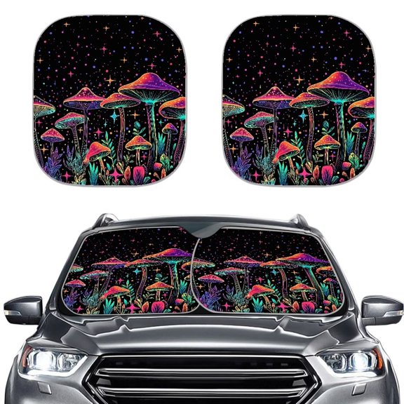 Uorisanigo Car Sun Shad Windshield 2 PCS Aesthetic Mushroom Foldable Car Sun Shade Windshield Blocks Sun Heat Shield Reflector Cover Universal Fit Van Car Sedans SUV