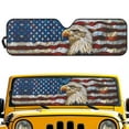 thumbnail image 1 of Uorisanigo Car Sun Shade Windshield Sun Visor Foldable Bald Eagle US Flag Sunshade Aluminum Foil Heat Shield for 1997-2017 Jeep Wrangler Rubicon Sahara TJ JK JKU 2/4 Doors, 1 of 7