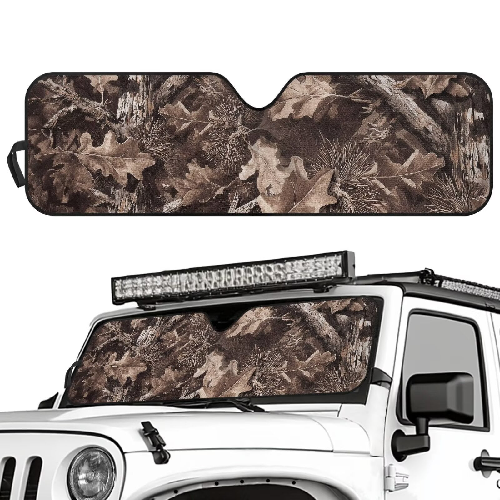 Uorisanigo Car Sun Shade Windshield Sun Visor Foldable Camo Hunting Print Sunshade Aluminum Foil Heat Shield for Jeep Wrangler TJ JK JKU JL JLU, Effectively Blocking Heat and UV Rays
