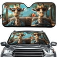 thumbnail image 1 of Uorisanigo Car Sunshade Foldable Hawaiian Giraffe Driving Hibiscus Flower Washable Front Windshield Sun Shade Reflective Sun Visor Sun Heat and UV Rays Blocker Vehicle Cooler for Cars, SUVs, Trucks, 1 of 7