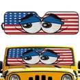 thumbnail image 1 of Uorisanigo Car Windshield Sun Shade for 2018-2022 2023 2024 2025 Jeep Wrangler JL Blocks UV Rays, Reflective American Flag Eyes Sunshade for Auto Interior Sun Protection, Keeps Your Vehicle Cool, 1 of 7