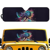Uorisanigo Car Windshield Sun Shade Compatible with Jeep Wrangler Rubicon Sahara TJ JK JKU 2 Door & 4 Door Accessories, Front Window Sea Turtle Print Sunshade Block UV Rays and Sun Heat