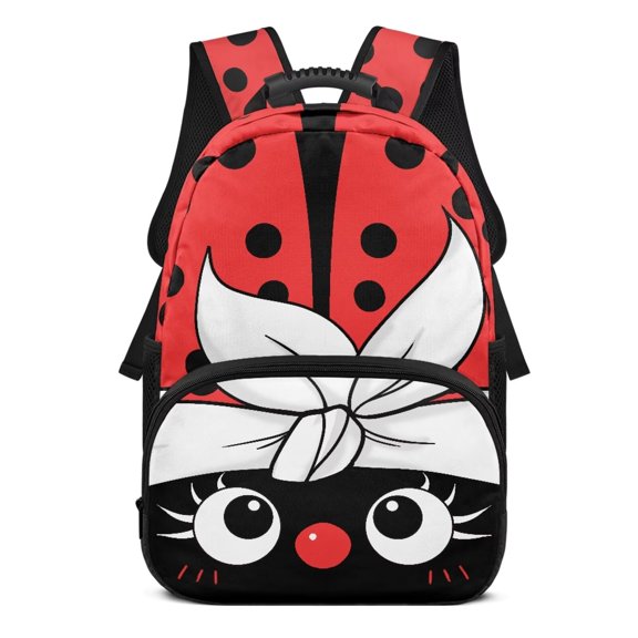 Uorisanigo Cartoon Ladybug Kids Children School Backpack 17 inch, Durable Polyester Backpack with Adjustable Padded Strap, Perfect for Nursery Preschool and Camping Trips