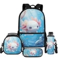 thumbnail image 1 of Uorisanigo Cartoon Salamander Backpack with Lunch Box for Girls Boys 6-8 8-10 Kids Backpacks 4 in 1 Set School Bag with Pencil Case Water Bottle Sleeve 17 Inch Bookbag for Elementary Daypack, 1 of 7
