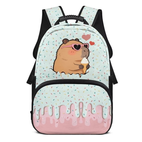 Uorisanigo Casual Backpack for Kids, Breathable and Lightweight Capybara Cake Print School Bag for Preschool Elementary Students 6-12, Great for Sports Daily