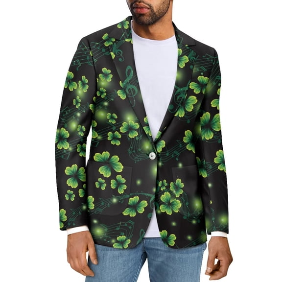Uorisanigo Casual Blazer for Men Size M Casual Blazer Jacket Lightweight Daily Blazers with Pockets Long Sleeve Sports Jacket Mens St Patrick Day Outfits, St Patrick Music