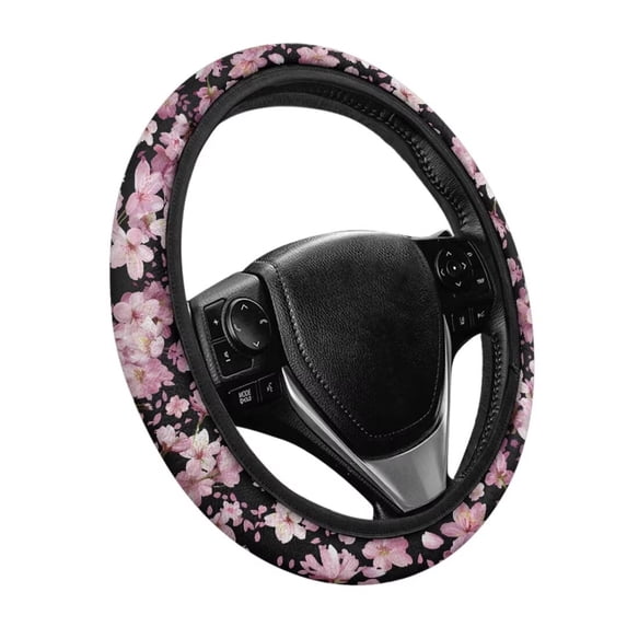 Uorisanigo Cherry 15 Inch Car Steering Wheel Cover for Winter Stylish Car Wheel Cover for Women Easy to Install Car Steering Wheel Protector for SUV Vehicle Sedan Car Decor Gift for Birthday