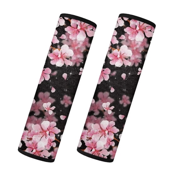 Uorisanigo Cherry Blossoms Seat Belt Cover Flannel Seatbelt Covers for Women Comfortable Driving Car Seat Strap Pads Shoulder Pad 2 PCS Car Accessories with All Cars and Backpack