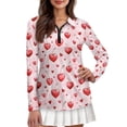 thumbnail image 1 of Uorisanigo Cherry Hearts Women's Long Sleeve Golf Shirt Soft Zip Up Collar Athletic Polo Workout Tops Casual Fashionable Workout Tops for Women, 1 of 7