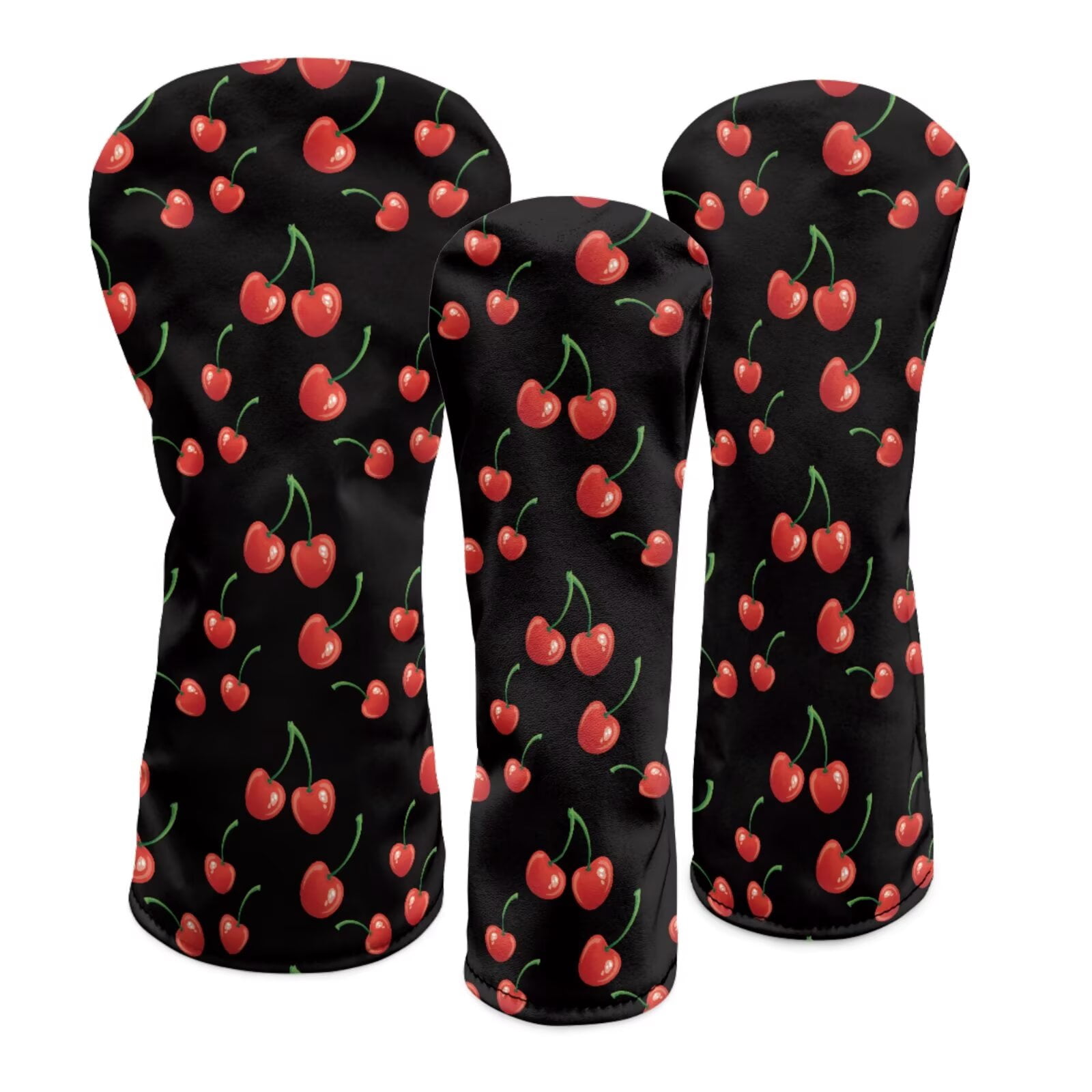 Uorisanigo Cherry Print Golf Club Covers for Women Men, 3 Packs Golf Club Driver, Fairway Wood and Hybrid Head Cover, Headcovers Set Keep Clubs Dry and Clean, Funny Accessories