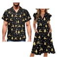 thumbnail image 1 of Uorisanigo Christmas Elk Couple Matching Outfit Christmas Tree Men's Button Up Shirt Size 5XL Casual Shirt for Summer and Womens Midi Dress Fashion Elegant Hawaiian Party Dresses, 1 of 7