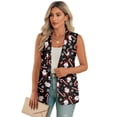 thumbnail image 1 of Uorisanigo Christmas Santa Print Women's Suit Vest with Pockets Button Down Waistcoat Vest for Women Size 2XL Open Front Blazer Vests Casual Outfit, 1 of 7