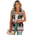 thumbnail image 1 of Uorisanigo Christmas Snowman Snowflake Women's Vest Tops Size L Open Front with Pockets Womens Waistcoat Vest Button Down V Neck Vests Blazer Casual, 1 of 7