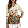 thumbnail image 1 of Uorisanigo Classic Flower Womens Golf Shirt with Zipper Size 2XL Comfortable Casual Butterfly Women's Dry-Fit Golf Polo Shirts Outing Wear for Workout Sports, 1 of 7