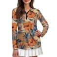 thumbnail image 1 of Uorisanigo Classic Hibiscus Womens Golf Shirt Soft Polyester Spandex Fabric Quick Dry Athletic Polo Shirts Breathable Versatile Quarter Zip Pullover for Women, 1 of 7