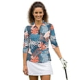 thumbnail image 1 of Uorisanigo Colored Palm Leaves Womens 3/4 Sleeve Golf Shirts Casual 3/4 Roll Sleeve Quick Dry Athletic Polo Shirts for Women Workout Sports Versatile 1/4 Zipper Outing Wear Size M, 1 of 7