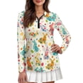 thumbnail image 1 of Uorisanigo Colorful Easter Rabbit Women's Golf Top Breathable Fashion Moisture Wicking Casual Tennis Activewear Versatile Long Sleeve Quarter Zip Pullover, 1 of 7