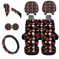 thumbnail image 1 of Uorisanigo Colorful Florals Car Front and Rear Cushion Covers Steering Wheel Cover Pillowcase for Cars Water Coaster Gear Lever Cover+Hand Brake Cover Easy to Install 11-Piece, 1 of 7