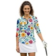 thumbnail image 1 of Uorisanigo Colorful Flower Women's Golf Top Comfortable Polyester Spandex Fabric Moisture Wicking Casual Tennis Activewear Fashion Quarter Zip Workout Sports Outing Wear Size S, 1 of 7