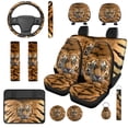 thumbnail image 1 of Uorisanigo Cool Tigers 14 Pcs Car Seat Cover Set with Auto Steering Wheel Cover Armrest Cushion Head Rest Protector Seat Belt Covers,Automotive Interior Sets Unverisal Fit Cars SUV Turcks, 1 of 6