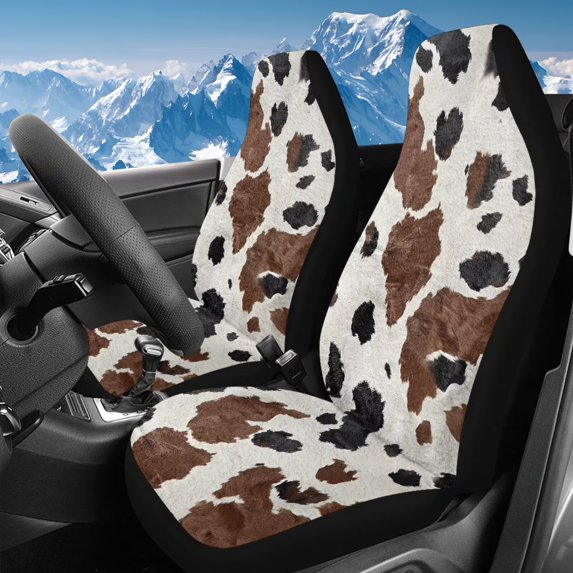 Uorisanigo Cow Print High-Back Automotive Seat Covers, 2 PCS Car Seat Covers Front Set, Auto Seats Cover for Cars, Trucks Van SUV Not Airbag Compatible