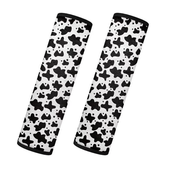 Uorisanigo Cow Print Seat Belt Sets Covers Fluffy Universal 2-Pack Soft Seat belt Shoulder Pad Flannel Seat Belt Shoulder Strap Covers Harness Pad Compatible with All Cars and Backpack