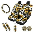 thumbnail image 1 of Uorisanigo Cow Print Sunflowers 10 Pieces Car Accessories Set Soft Elastic Automotive Seat Cover and Steering Wheel Cover and Seat Belt Cover and Water Cup Coaster Keychains Fit Most Car SUV, 1 of 7