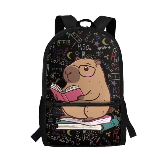 Uorisanigo Cute Capybara 17 Inch School Backpack Large Capacity Kids Backpack Casual Daypack Travel Backpacks Universal Fit Preschool Elementary Kindergarten Boys and Girls