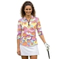 thumbnail image 1 of Uorisanigo Cute Capybaras Womens 3/4 Sleeve Golf Shirts Comfortable Polyester Spandex Fabric Women's Dry-Fit Golf Polo Shirts with Zipper Versatile Workout Sports Pullover Size 2XL, 1 of 7