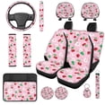 thumbnail image 1 of Uorisanigo Cute Cherry 14 Pack Car Seat Covers Sets Car Steering Wheel Cover and Cars Headrest Cover Auto Armrest Cover Water Cup Pad Auto Seat Belt Cover Keychain Soft Fit for Cars and SUVs, 1 of 6