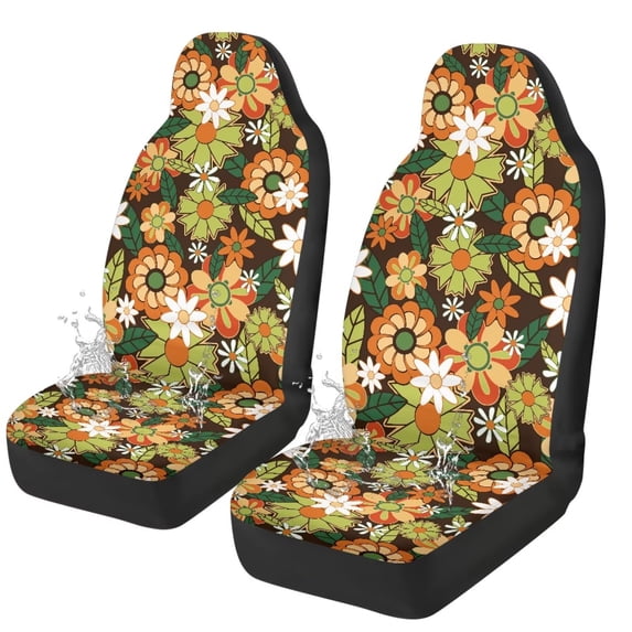 Uorisanigo Cute Daisy Car Front Seat Cover, Women's Auto Car Seat Covers Protector Universal Car Interior Accessories Automobile Seat Cover for Most Cars Truck Van SUV, 2 Pack