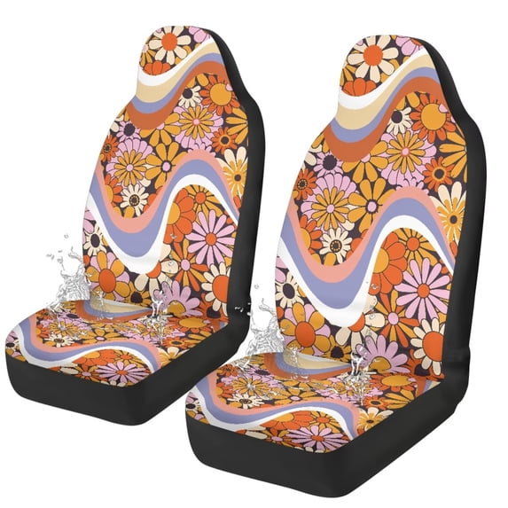 Uorisanigo Cute Daisy Car Seat Cover, Non-Slip Auto Front Seat Covers Automobile Seats Protectors Car Accessories for Vehicle, Cars, Sedan, Truck, SUV, Van