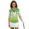 thumbnail image 1 of Uorisanigo Cute Four Leaf Clover Women's 3/4 Sleeve Golf Top Size 2XL Comfortable Polyester Spandex Fabric Moisture Wicking Tennis Activewear Zipper Neck Pullover Outing Wear, 1 of 7