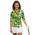 thumbnail image 1 of Uorisanigo Cute Four-Leaf Clover Womens 3/4 Long Sleeve Golf Polo Shirts Versatile Fashion Women's Dry-Fit Golf Polo Shirts with Zipper Comfortable Relaxed Quick Dry Outing Wear, 1 of 7