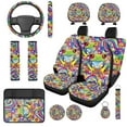 thumbnail image 1 of Uorisanigo Cute Frog Auto Seat Cover Sets 14 Pcs with Cars Headrest Cover and Steering Wheel Cover Armrest Cover Car and Auto Seat Belt Cover Keychain Comfortable Decorative Fit for Car,Suv, 1 of 6