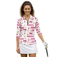 thumbnail image 1 of Uorisanigo Cute Golf Womens 3/4 Sleeve Golf Shirts Size XL Breathable Athletic Polo Workout Tops Fashionable Zipper Neck Relaxed Tennis Tops Relaxed Casual Outing Wear for Women, 1 of 7