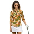 thumbnail image 1 of Uorisanigo Cute Hippie Flower Womens 3/4 Sleeve Golf Shirts Soft Fashionable Quick Dry Athletic Polo Shirts Versatile Zipper Neck Tennis Tops Outing Wear for Workout Sports Size XL, 1 of 7