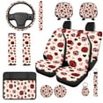 thumbnail image 1 of Uorisanigo Cute Ladybug 14 Pack Automobile Seat Cover Sets Car Steering Wheel Cover and Cars Headrest Cover and Seat Belt Pads Cars Water Cup Coaster Comfortable Elastic Fit for Car SUV, 1 of 5