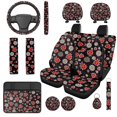 thumbnail image 1 of Uorisanigo Cute Ladybug Car Seat Covers Set 14 Pcs Cars Headrest Cover and Steering Wheel Accessories Armrest Cover Auto Seat Belt Pads and Water Cup Pad Personalized Fit for Car SUV, 1 of 6