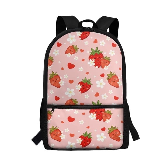 Uorisanigo Cute Strawberry Print Kids Backpack for School Bookbags Boys Girls, Large Capacity Casual Daypack Travel Rucksack for Nursery Preschool Elementary Student School Bag